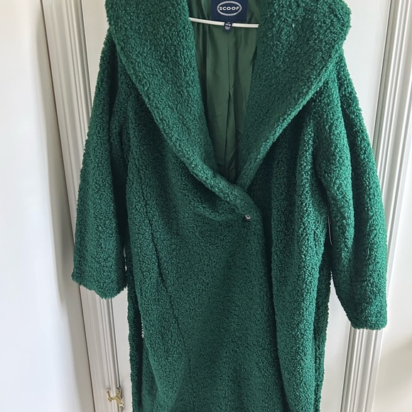 NWT Women’s Scoop Green Teddy Jacket Coat Faux Fur Wrap Viral Instagram XL 16 18 - Picture 3 of 13